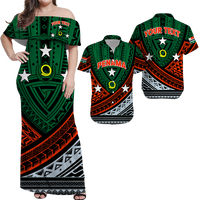 Custom Matching Hawaiian Shirt and Dress Vanuatu Penama Province Tribal Pattern LT12 Green - Polynesian Pride