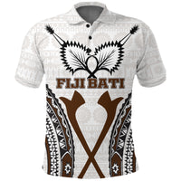 Fiji Bati Tapa Pattern Polo Shirt LT12 Unisex White - Polynesian Pride