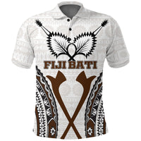 Fiji Bati Tapa Pattern Polo Shirt LT12 Unisex White - Polynesian Pride