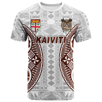 Fiji Kaiviti Tapa Pattern T Shirt LT12 Unisex White - Polynesian Pride