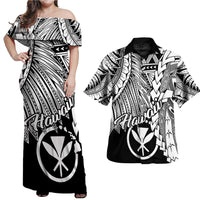 Hawaii Polynesian Matching Dress and Hawaiian Shirt Kanaka and Map Black - Polynesian Pride
