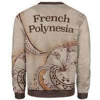 French Polynesia Sweatshirt - Hibiscus Flowers Vintage Style - Polynesian Pride