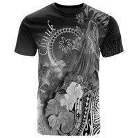 Chuuk T Shirt Humpback Whale with Tropical Flowers (White) Unisex Art - Polynesian Pride