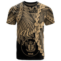Niue Polynesian T Shirt Tribal Wave Tattoo Gold Unisex Gold - Polynesian Pride