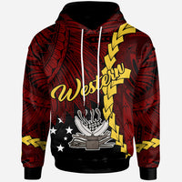 Papua New Guinea Western Province Polynesian Hoodie Tribal Wave Tattoo Unisex Red - Polynesian Pride