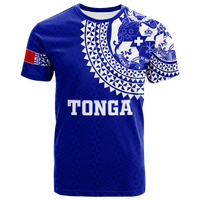Tonga T Shirt Tongan Blue Turtle LT12 Blue - Polynesian Pride