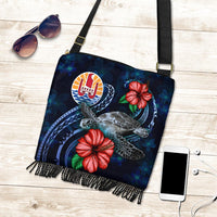Tahiti Polynesian Boho Handbag - Blue Turtle Hibiscus One Style One Size Blue - Polynesian Pride