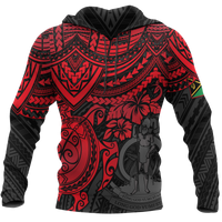 Vanuatu Polynesian Hoodie Red Turtle Unisex RED - Polynesian Pride