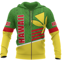 Polynesian Hawaii Hoodie (Zip up) Hawaiian Kanaka Maoli Unisex GREEN - Polynesian Pride