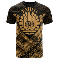 Tahiti Polynesian T Shirt Tahiti Gold Seal Camisole Hibiscus Style Unisex Art - Polynesian Pride