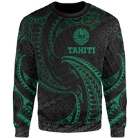 Tahiti Polynesian Sweater - Green Tribal Wave Unisex Green - Polynesian Pride