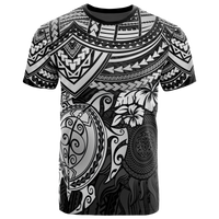 Polynesian T Shirt Polynesian White Turtle Hibiscus Unisex White - Polynesian Pride