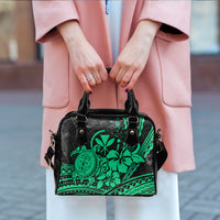 Hawaii Turtle With Hibiscus Tribal Green Shoulder Handbag - LT12 - Polynesian Pride