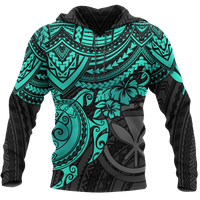 Polynesian Hawaii Hoodie Turquoise Turtle Unisex BLUE - Polynesian Pride