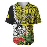 New Caledonia Polynesian Coat Of Arms Mix Tropical Flowers Baseball Jersey LT14 - Polynesian Pride
