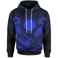 Northern Mariana Islands Hoodie CNMI Seal Camisole Hibiscus Style (Blue) Unisex Blue - Polynesian Pride