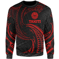 Tahiti Polynesian Sweater - Red Tribal Wave Unisex Red - Polynesian Pride