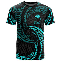 Papua New Guinea Polynesian All Over T Shirt Neon Blue Tribal Wave Unisex Blue - Polynesian Pride