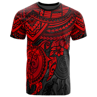 Polynesian T Shirt Polynesian Red Turtle Hibiscus Unisex Red - Polynesian Pride