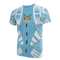 Fiji T Shirt Fijian Coat of Arms Polynesian Tattoo Light Blue Style Unisex SkyBlue - Polynesian Pride