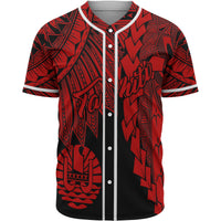 Tahiti Polynesian Baseball Shirt - Tribal Wave Tattoo Red Unisex Red - Polynesian Pride