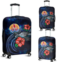 Tahiti Polynesian Luggage Cover - Blue Turtle Hibiscus Blue - Polynesian Pride