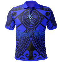 Chuuk Custom Polo Shirt Blue Seal with Polynesian Tattoo Unisex Blue - Polynesian Pride