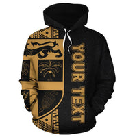 Fiji Polynesian Tapa Custom Hoodie Yellow Line - Polynesian Pride