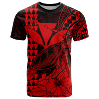 Custom Kakau Polynesian Tribal Hawaiian Turtle with Kanaka Maoli Red T Shirt LT9 Red - Polynesian Pride