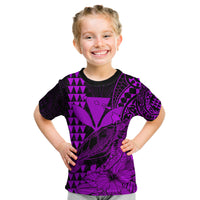 Kakau Polynesian Tribal Hawaiian Turtle with Kanaka Maoli Purple Kid T Shirt LT9 Youth XL Size14 - Polynesian Pride