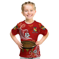 (Custom Personalised) Tonga Kumete Kava Bowl Sila Vibes - Red Kid T Shirt LT8 Youth XL Size14 - Polynesian Pride