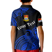 (Custom Personalised) Ribaberiki Kiribati Coat Of Arms Mix Blue Polynesian Kid Polo Shirt LT14 - Polynesian Pride