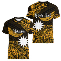 (Custom Personalised) Nauru Polynesian Hibiscus Naoero Glod Women V Neck T Shirt LT14 Female Gold - Polynesian Pride