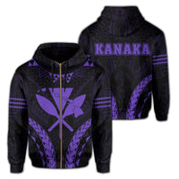 Polynesian Kakau Kanaka Map Hawaii Zip Hoodie Sport Style Version 2.0 Purple Unisex Purple - Polynesian Pride