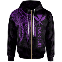 Polynesian Hawaii Kanaka Maoli Custom Zip up Hoodie Polynesian Wings (Purple) Unisex Purple - Polynesian Pride