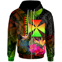 Wallis and Futuna Polynesian Custom Zip up Hoodie Hibiscus and Banana Leaves Unisex Reggae - Polynesian Pride