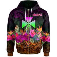 Wallis and Futuna Custom Zip up Hoodie Summer Hibiscus Unisex Reggae - Polynesian Pride