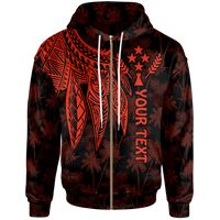 Kosrae Custom Zip up Hoodie Polynesian Wings (Red) Unisex Red - Polynesian Pride
