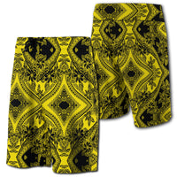 Hawaii Polynesian Plumeria Board Shorts Mix Yellow Men Yellow - Polynesian Pride
