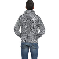 Black White Polynesian Inside Print Zip Hoodie - Polynesian Pride