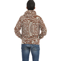Brown Palm Polynesian Inside Print Zip Hoodie - Polynesian Pride