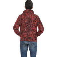 Red Polynesian Inside Print Zip Hoodie - Polynesian Pride