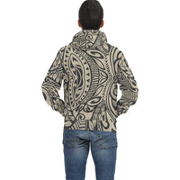 Beige Polynesian Inside Print Zip Hoodie - Polynesian Pride