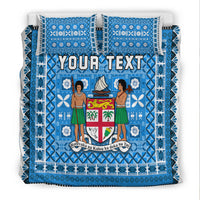 (Custom Personalised) Fiji Bedding Set Pattern - Fijian Tapa Pattern Blue LT13 - Polynesian Pride