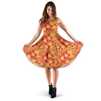 Hawaii Plumeria Polynesian Yellow Midi Dress - AH Midi Dress Pink - Polynesian Pride