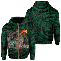 Kakau Green Hawaii Warrior Football Hoodie (Zip) Unisex Green - Polynesian Pride