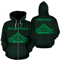 Hawaii Mauna Kea Polynesian Zip up Hoodie Green Unisex Green - Polynesian Pride