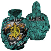 Honu Polynesian Turquoise Hawaii Turtle Hoodie Unisex Turquoise - Polynesian Pride