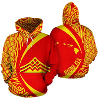 Hawaii Polynesian Mauna Kea Hoodie Circle Style Unisex Red - Polynesian Pride