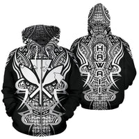 Kanaka Map Zip up Hoodie White Armor Style Unisex Art - Polynesian Pride